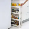 Carrito de cocina deslizante delgado de 2/3/4 niveles, organizador de almacenamiento con ruedas, estante de almacenamiento para cocina