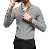 Märke Mens Plaid Shirs Långärmad Casual Business Formal Dress Shirts Spring Slim Fit Streetwear Social Party Male Kläder 210527