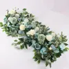 Kransar blommor 100cm DIY Bröllopsblomma Väggarrangemang Supplies Silk Peonies Rose Lead Artificial Row Decor Iron Arch Backdrop