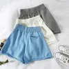 Summer Casual Wide Leg Knit Shorts Cotton Black White Women Mini Black High Waist Streetwear Basic Shorts Female Fashion Shorts 210619