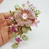 Pins, broches mode elegante roze strass crystal bloem broche pin romantische bruiloft bruids bruidsmeisje sieraden