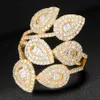 Godki Luksusowe liście Klastra Projekt Bold Oświadczenie Pierścionki z Cyrkonią Kamienie 2020 Kobiety Przyjęcie Zaręczynowe Biżuteria Wysoka jakość