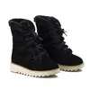 And Boots Thick Veet Winter Autumn Flat-Heeled Ladies Snow Women's Short Lace Up Plus Size Shoes