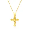 9K Gul Fine Gold Jesus Crucifix Cross Pendant Link Kedja Halsband Nya Kvinnor Mens Present