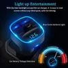 Bluetooth 5.0 Car Adapter Kit FM Transmitter Wireless Radio Music Player Cars Kits Blue Circle Ambient Light Dual USB Ports Charger Hands Free Calling