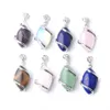 WOJIAER Horse Eye Shape Dangle Pendant Natural Stone White Crystal Rose Quartz Lapis Bead Reiki Fashion Women Jewelry BN322