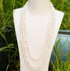 8-9mm Baroque White Natural Pearl Beaded Necklace 72 inch Bridal Jewelry Choker Gift