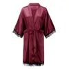 Satin Short Kimono Bridesmaids Lingerie Robes Luxury Female Bathrobes Ladies Sleepwear Dressing Gown 210831
