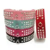 (Different Colors Mixed) Brand suede Leather Dog Collars 3 Rows Rhinestone Dogs collar diamante for Cute Pet 100% Quality 4 Sizes available RH0058