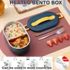 WORTHBUY Chauffage électrique Bento Box Récipient alimentaire en acier inoxydable avec vaisselle plus chaude Boîte à lunch pour Kid School Food Box 210925