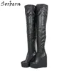 Sorbern Black Extreme High Heel Women Boots Kliny Grube Platformy Niestandardowe Unisex Winter Boot Shoes-Order