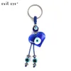 Evil Eye fashion Portachiavi in vetro blu a forma di cuore pendente accessori per gioielli portachiavi semplici di alta qualità all'ingrosso EY5044 J0306