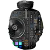 Felpe con cappuccio da uomo Felpe con stampa 3D DJ Mixing Controller Abiti artistici Streetwear Uomo Donna Pullover Felpa con cappuccio / Felpa / Cerniera unisex divertente