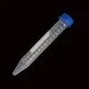 Clear Plastic Centrifuge Tubes, 15ml, Conical Bottom, Graduated Marks, With Blue Screw Cap No-Leak Graduated Marks