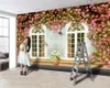 3D壁紙ベッドルームホワイト窓繊細な花3D壁紙ロマンチックな花の風景シルク3D壁画壁紙
