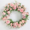 Couronnes De Fleurs Décoratives 40cm Artificielle Lilas Rose Guirlande Pour Dans Ou À L'extérieur Maison Tombe De Mariage Porte D'entrée Bureau Mur Jardin Festival