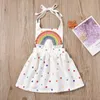 2021 novos pontos meninas meninas arco-íris bebês vestido aniversário desgaste princesa algodão bebê menina halter meninas crianças roupas q0716