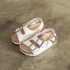 est familie kinderen sandalen voor jongens meisjes schoenen casual strand sport sandalen platte kurk hout kinderen zomer schoenen wit zwart 210713
