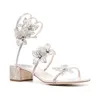 Romantic White Sandals Shoes FLORIANE Highest quality materials Flowers & Strass Caovilla Top Luxurious Party Wedding High Heels EU35-42