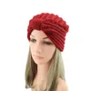 Autumn Winter Warm Knitted Hat Women Fashionable Bowknot Turban Cap Solid Color Woolen Striped Knit Bow Baotou Caps