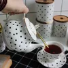 Britânica Tarde chá conjunto de porcelana de osso Pontos pintados à mão Bule dourado Creative Coffee Pot simples Água 210813