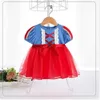 Vestido de niña de verano Mangas cortas de soplo Estilo lolita Azul Rojo Encaje Princesa Ropa para niños E9238 210610