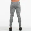 Mens chinos slim passform skinny byxor för män chino byxor plaid design mode grå med rand på sidan zm353