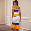 Ocstrade New Arrivals Bandage Dresses Off Shoulder Celebrity Bandage Dresses Yellow Midi Bodycon Mermaid Party Dresses 210302