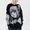 Atsunny Hip Hop Streetwear Estilo Vintage Harajuku Tricô Sweater Anime Girl Knitted Morte Nota Pullover 210918