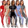 Women039s calças de duas peças itens inteiros lotes a granel verão conjunto de roupas esportivas femininas moda impressão pantsuits tshirt outfits Clothin2507489