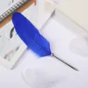 Party Favor Retro Feather Ball Pen Student Prize Gift Feathers Pens Novel Ballpoint quill Back to School Stationery DB646 24 R2