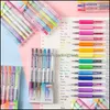 Penne Articoli per la scrittura Office School Business Industrial 6Pcs/Set Juice Pen Retro Morandi Color Highlight Metallic Ballpoint Push Set Drop