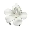 Haute qualité émaillé fleur de lys femmes broche cristaux clairs strass mariée broche broches pas cher en gros élégant