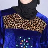 Arabische Robe Gold Samt Leopard Print Damenkleid
