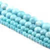 Tüm Tasarımcı Takı Beads4 / 6/8/10 / 12mm Yuvarlak Top DIY Boncuk Bulguları Doğal Larimar Taş Boncuk