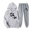 WW F The Panda Wrestling Men / Women's Pullover Hoodie + Byxor Två Pieces Casual Par Tracksuit Sportkläder för höst / Vinter Y0831