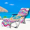 Padrão de cadeira de praia Mandala Pattern Pool Lounge Chaise Toalha Sol Lounges Capas com Bolsos de Armazenamento Lateral CCD8509