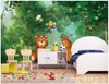 Foto personalizzata Sfondi per pareti 3d murale wallpaper moderna foresta albero carino orso camera per bambini decorazione decorazione pittura carte da parete