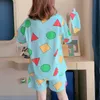 Pijama Sin Chan Women's Pajamas for Summer Sleepwear Suits with Shorts Pajama Set Home Woman Clothes Pyjamas Sinchan