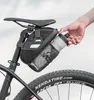 Rockbros 자전거 가방 더블 지퍼 반사 대용량 꼬리 가방 물 병 포켓 안장 패키지 자전거 액세서리