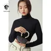 Fansilanen Podstawa Casual Turtleneck Sweter Dzianiny Kobiety Biały Z Długim Rękawem Pullover Jesień Zimowy Zagładowy Jumper Top Kobieta 210607