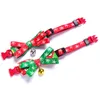 Christmas Pets Collars Red Green Bowknot Pets Collar Middle Small Dog Cats Gold Silver Bell Tie Puppycat Supplies Accessories BH5424 TYJ