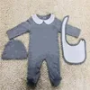 NOUVEAU-né bébé coton vêtements ensemble bébé bébé bébé garçons letter ROMPER Baby Girl Jumpsuit + Besouse + Tenues de Cap