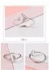New Arrival Opening Ring Personality Beautiful Silver Jewelry Fishtail Fish Wave Crystal