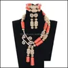 Earrings & Necklace Jewelry Sets Luxury Indian Wedding Bib Fashion Chunky Bridal Dubai Gold Coral Set Abh699 C18122701 Drop Delivery 2021 Zv