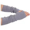 Gants de sport tricotés sans doigts mélange de cachemire chauffe-bras à manches longues poignet avec trou pour le pouce pour les femmes hiver