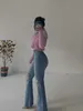 WOMENGAGA Frühling Sommer Mode Europäische Frauen Sexy Hohe Taille Loch Flare Hosen Lässige Jeans Hosen Hosen NY78 210603