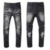 Jeans para hombre Diseñador Pantalones de pierna delgada Tendencia Rodilla Raya Denim Biker Motocicleta Puls Tamaño Hip Hop Desgastado Elástico Lavado Pantalones de calidad superior