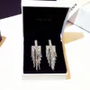 Pendientes colgantes con borlas largas de cristal para mujer, aretes de noche con aguja de plata de ley S925, 2021221S