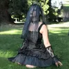 Casual Dresses Heinene Gothic Vintage Black Drawstring Sling Dress Harajuku Eesthetic High midje ärmlös Halloween Party 2021Autumn